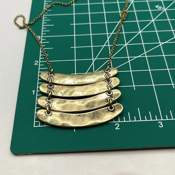 Hammered Bar Necklace Brass 32” Length. - Picture 8 of 8